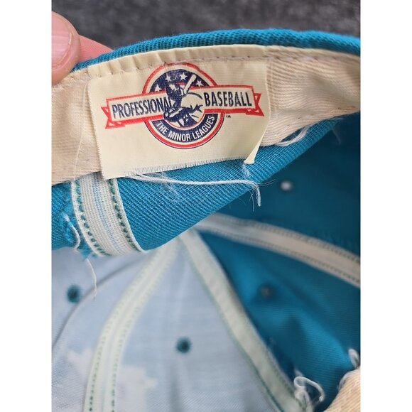 Charlotte Knights Fitted Hat 7 Teal/Purple Vtg 90s Minor League DeLong - Picture 10 of 11